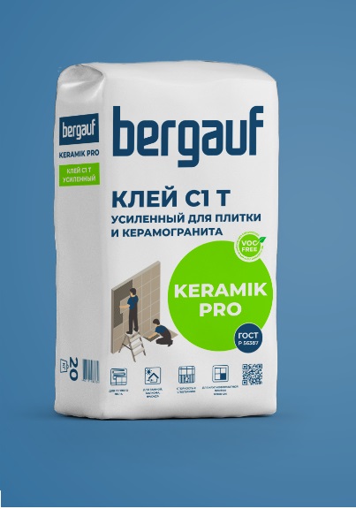 Клей усиленный для плитки Bergauf Keramik Pro С1, 25кг